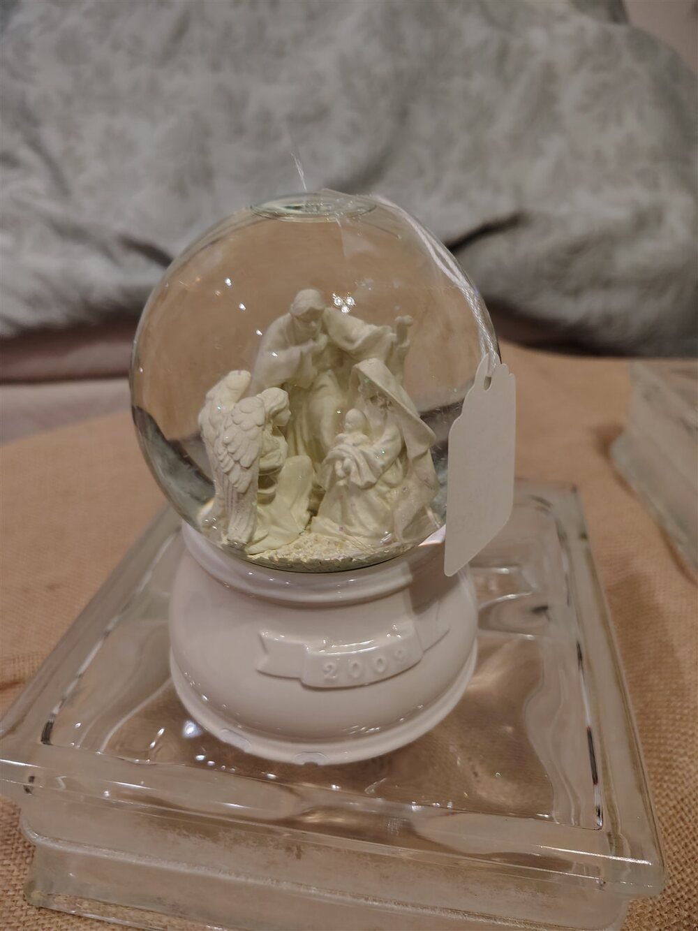 Nativity Snow Globe White Holy Family